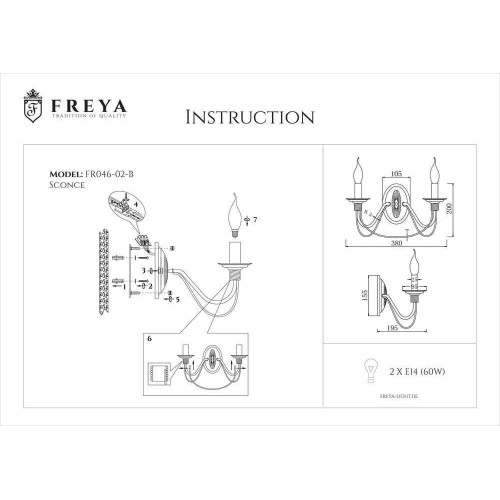 
                    Бра Freya Velia FR2046-WL-02-BR        
    