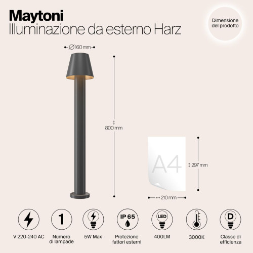 
                    Уличный светодиодный светильник Maytoni Harz O421FL-L5GF        
    