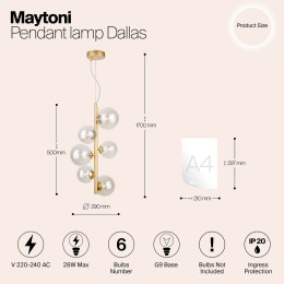 Подвесной светильник Maytoni Dallas MOD545PL-06G