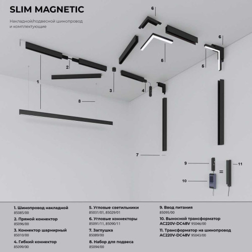 
                    Подвесной трековый светодиодный светильник Elektrostandard (Умный дом) Slim Magnetic Dim Amend 85072/01 черный a063533        
    