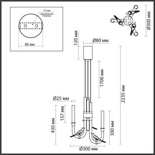 
                    Подвесная светодиодная люстра Odeon Light L-Vision Lark 5431/6L        
    