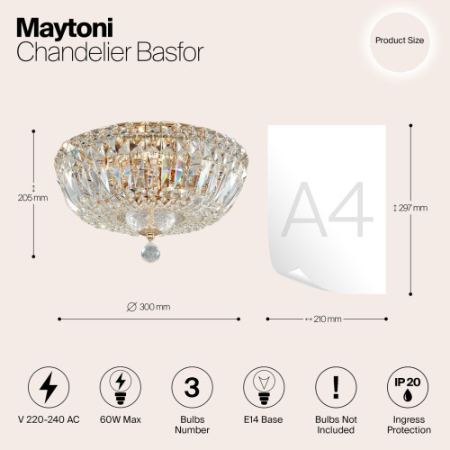 
                    Потолочный светильник Maytoni Basfor DIA100-CL-03-G        
    