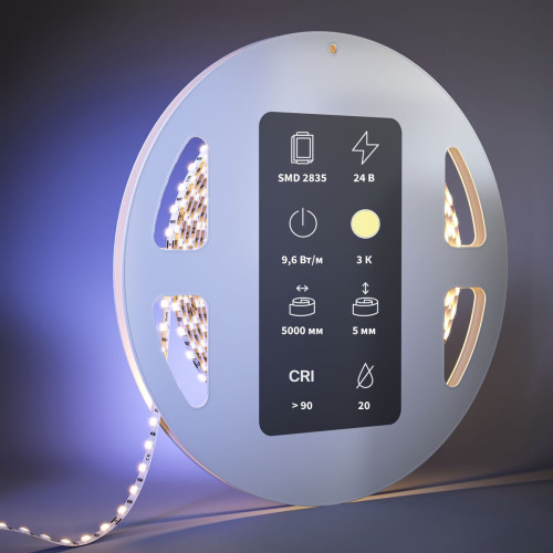 
                    Светодиодная лента Maytoni 9,6W/m 120LED/m 2835SMD теплый белый 5M 201109        
    