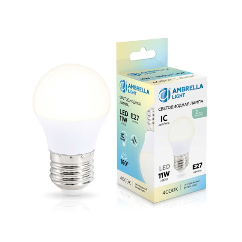 
                    Лампа светодиодная Шар G45 11W 4000K Ambrella light Bulding 451104        
    