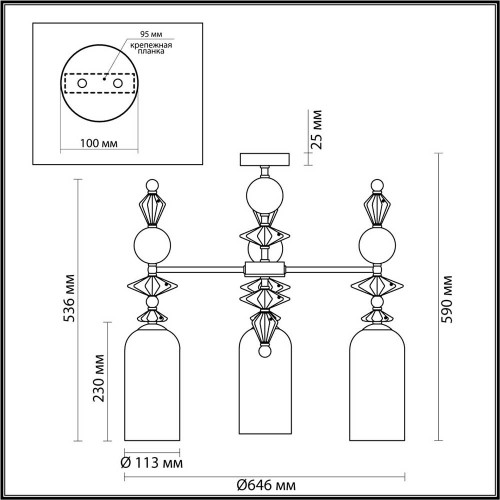 
                    Подвесная люстра Odeon Light Classic Bizet 4855/3C        
    