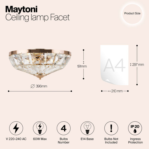 
                    Потолочный светильник Maytoni Facet MOD094CL-04G        
    