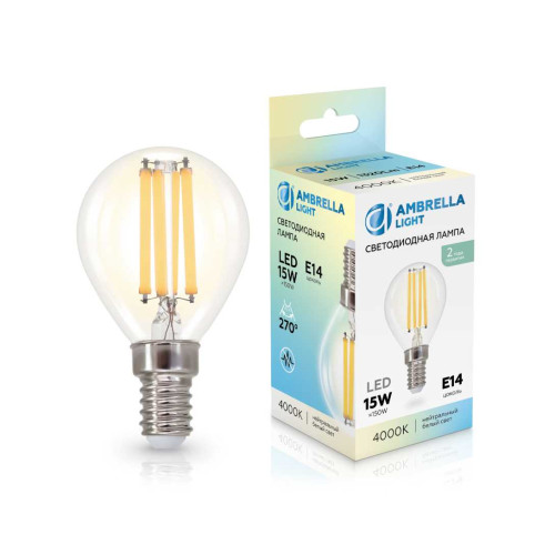 
                    Лампа светодиодная Шар P45 15W 4000K Ambrella light Bulding 451534        
    