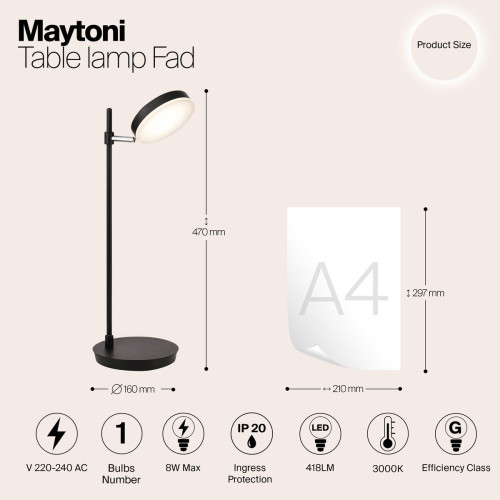 
                    Настольная лампа Maytoni Fad MOD070TL-L8B3K        
    