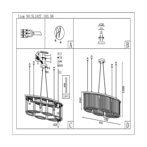
                    Подвесная люстра ST Luce Velletri SL1627.103.06        
    