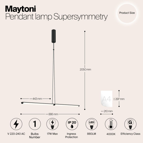 
                    Подвесной светодиодный светильник Maytoni Supersymmetry P096PL-L11BK        
    