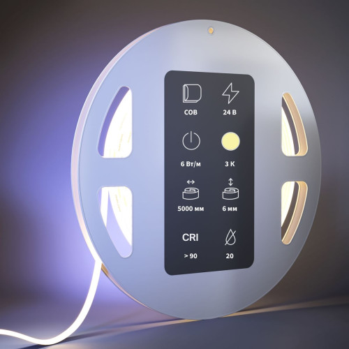 
                    Светодиодная лента Maytoni 6W/m 480LED/m COB теплый белый 5M 201067        
    