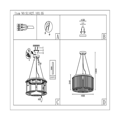 
                    Подвесная люстра ST Luce Velletri SL1627.103.05        
    