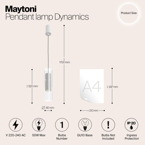 
                    Подвесной светильник Maytoni Dynamics MOD326PL-01W        
    