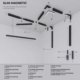 Подвесной трековый светодиодный светильник Elektrostandard Slim Magnetic Lars 12W 4200K 85033/01 черный a062130