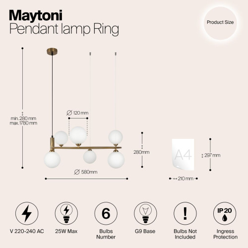
                    Подвесной светильник Maytoni Ring MOD013PL-06BS1        
    