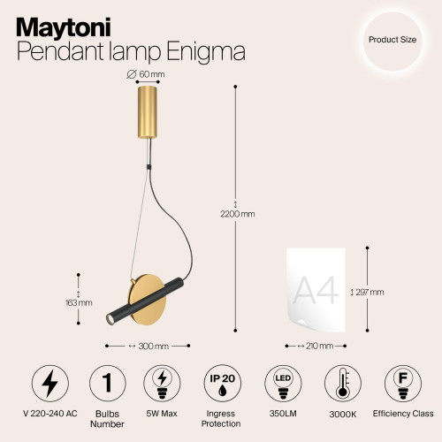 
                    Подвесной светильник Maytoni Enigma MOD150PL-L5BS3K        
    
